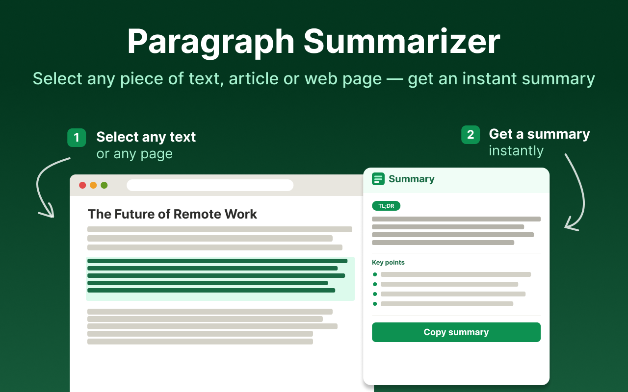 Paragraph Summarizer screenshot